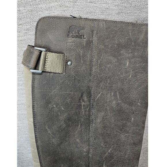 Sorel Womens Lolla Tall Boots US 8 Grey Leather Zip Belted Waterproof Boots - Picture 3 of 10